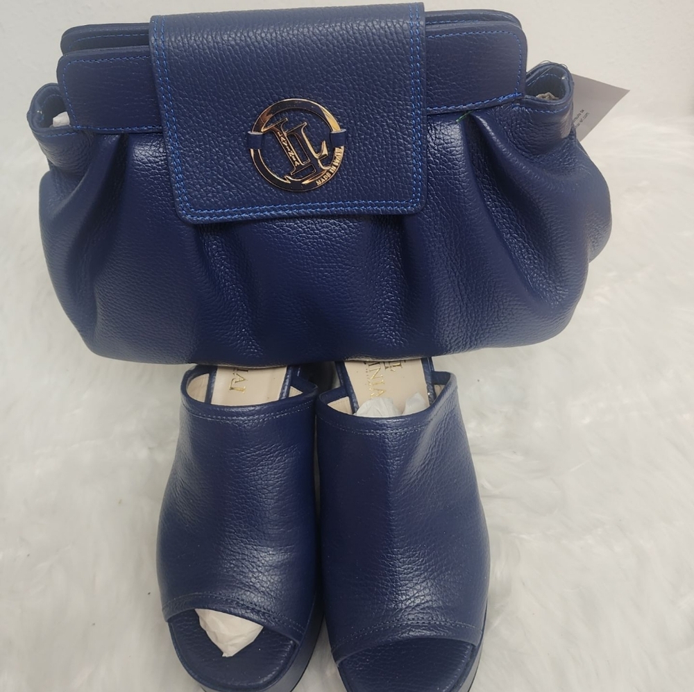 Navy blue Stylish  Lavinia Italian Shoe set.